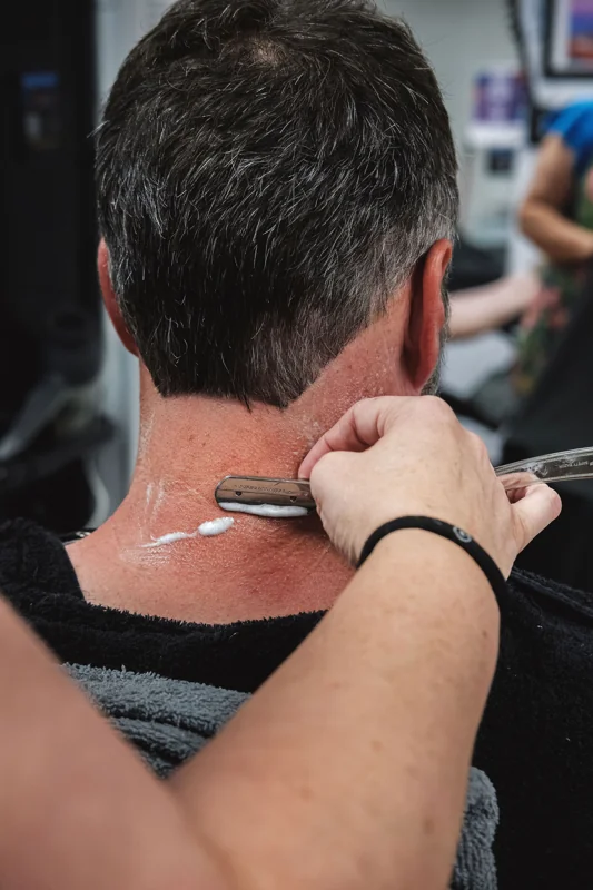 A clean razor finish at Tactical Grooming