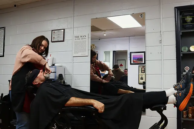 Hot towel treatment at Tactical Grooming