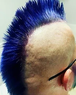 Colored mohawk styled at Tactical Grooming