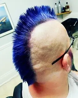 Colored mohawk styled at Tactical Grooming