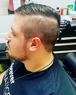 Colored mohawk styled at Tactical Grooming