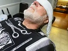 Hot towel treatment at Tactical Grooming