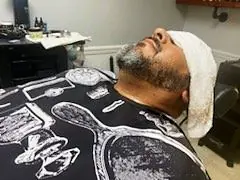 Hot towel treatment at Tactical Grooming